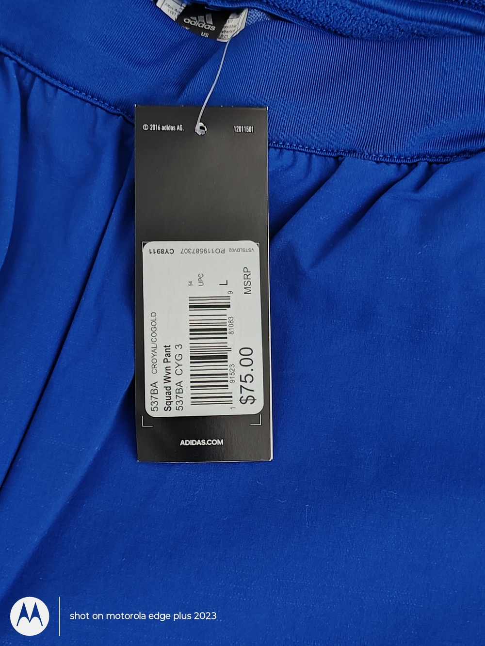 Adidas Men's Squad Woven Pant Royal Blue Joggers with Yellow Trim Size Large - Picture 2 of 3
